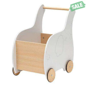 Kids Wooden Shopping Cart with Rubber Wheels Kids Storage