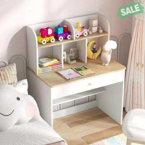 Kids Wooden Study Desk Writing Table with Hutch and Drawer Kids Table & Chair Sets