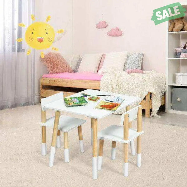 Kids Wooden Table and 2 Chairs Set-White Kids Table & Chair Sets