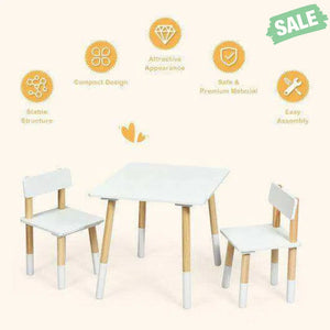 Kids Wooden Table and 2 Chairs Set-White Kids Table & Chair Sets