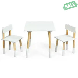 Kids Wooden Table and 2 Chairs Set-White Kids Table & Chair Sets