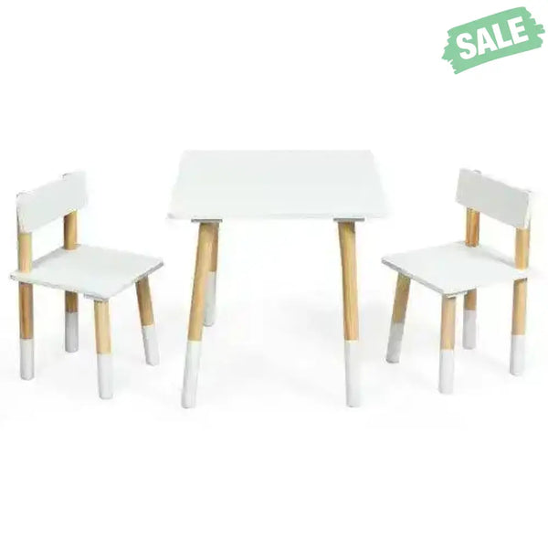 Kids Wooden Table and 2 Chairs Set-White Kids Table & Chair Sets