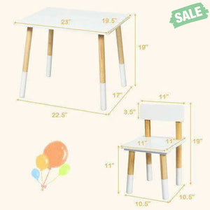 Kids Wooden Table and 2 Chairs Set-White Kids Table & Chair Sets