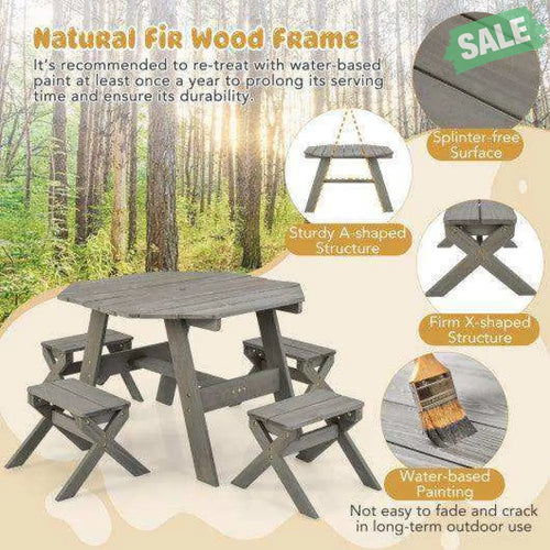 Kids Wooden Table Set for Children Aged 3+ Years-Gray Gray Kids Table & Chair Sets