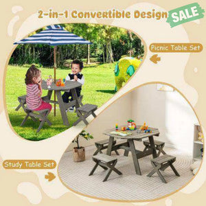 Kids Wooden Table Set for Children Aged 3+ Years-Gray Gray Kids Table & Chair Sets