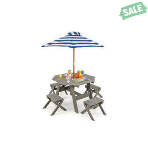 Kids Wooden Table Set for Children Aged 3+ Years-Gray Gray Kids Table & Chair Sets