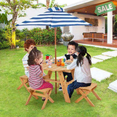 Kids Wooden Table Set for Children Aged 3+ Years-Natural