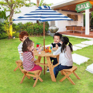 Kids Wooden Table Set for Children Aged 3+ Years-Natural