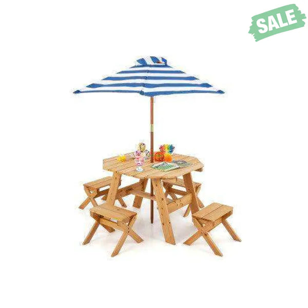 Kids Wooden Table Set for Children Aged 3+ Years-Natural