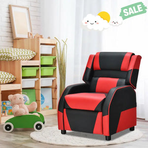 Kids Youth PU Leather Gaming Sofa Recliner with Headrest and Footrest-Yellow Kids Chairs & Seating