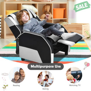 Kids Youth PU Leather Gaming Sofa Recliner with Headrest and Footrest-Yellow Kids Chairs & Seating