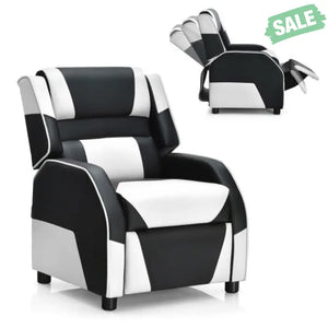 Kids Youth PU Leather Gaming Sofa Recliner with Headrest and Footrest-Yellow Kids Chairs & Seating