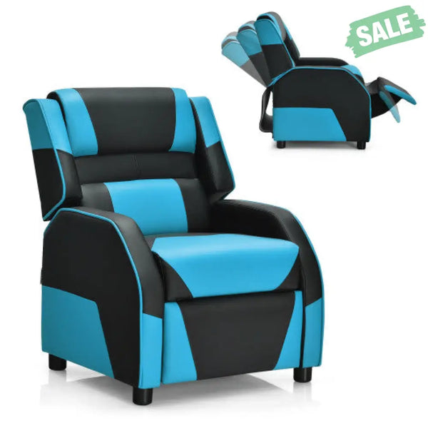 Kids Youth PU Leather Gaming Sofa Recliner with Headrest and Footrest-Yellow Kids Chairs & Seating