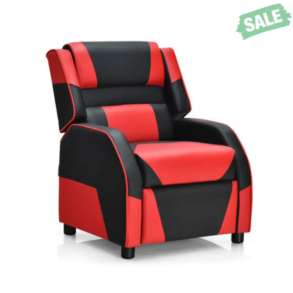 Kids Youth PU Leather Gaming Sofa Recliner with Headrest and Footrest-Yellow Kids Chairs & Seating