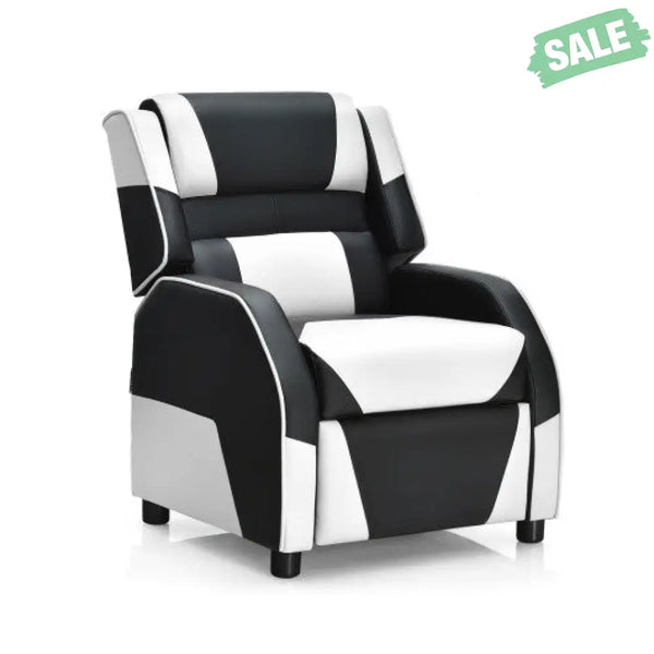 Kids Youth PU Leather Gaming Sofa Recliner with Headrest and Footrest-Yellow Kids Chairs & Seating