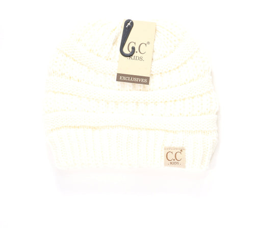 CC Solid Beanie for babies in a stylish angle 2 view, perfect for warmth and fashion.