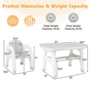 Kids activity table and chair set with Montessori toys for preschoolers, perfect for learning and playtime.