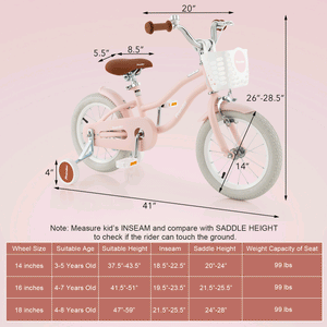 16 Inch Kids Bike with Front Handbrake and 2 Training Wheels