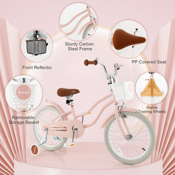 16 Inch Kids Bike with Front Handbrake and 2 Training Wheels