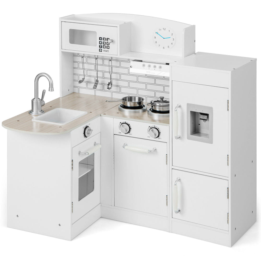 Kids Kitchen Playset Conor Kitchen Toy with Realistic Microwave and Oven Stove