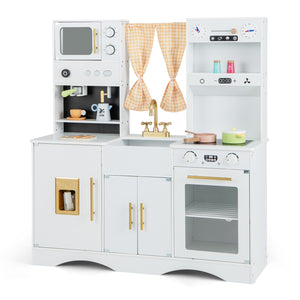 Kids Kitchen Playset with Microwave and Coffee Maker for Ages 3+