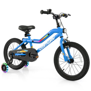 16 Inch Kids Bike LED Lighted Adjustable with Training Wheels for 4-7 Years Old Kids