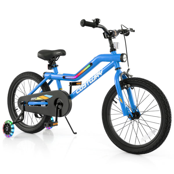 16 Inch Kids Bike LED Lighted Adjustable with Training Wheels for 4-7 Years Old Kids