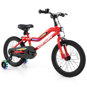 16 Inch Kids Bike with LED Lights Adjustable Carbon Steel Bicycle for 4-7 Years Old
