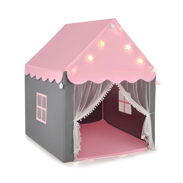 Kids Playhouse Tent with Colorful Star Lights and Mat