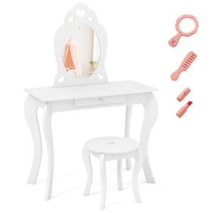 Kids princess makeup dressing play table set with mirror, perfect for imaginative play and bedroom decor.