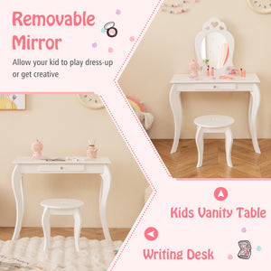 Kids Princess Makeup Dressing Table Set with Mirror - Fun playtime for little ones in a charming design.