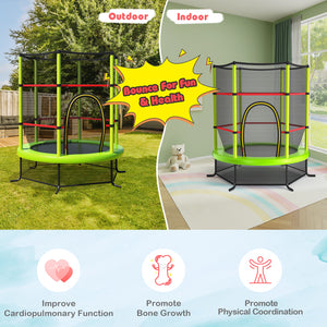 55 Inch Kids Recreational Trampoline Bouncing Jumping Mat with Enclosure Net