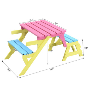 Civil HN Multifunctional Kid's Armchair, Table + 2 Benches (All-in-one), Blue + Pink