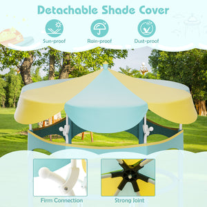 64 Inch Kids Trampoline with Detachable Canopy and Safety Enclosure Net