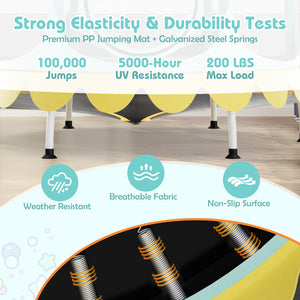 64 Inch Kids Trampoline with Detachable Canopy and Safety Enclosure Net