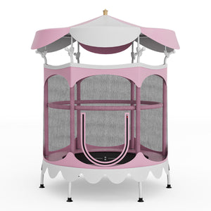 64 Inch Kids Trampoline with Detachable Canopy and Safety Enclosure Net