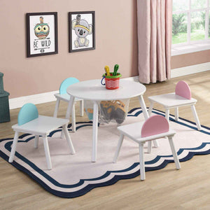 Civil HN Children's White Panel Table with 4 Chairs Set