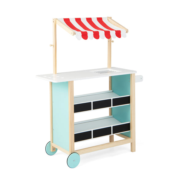 Kids Wooden Ice Cream Cart with Chalkboard and Storage - Realistic