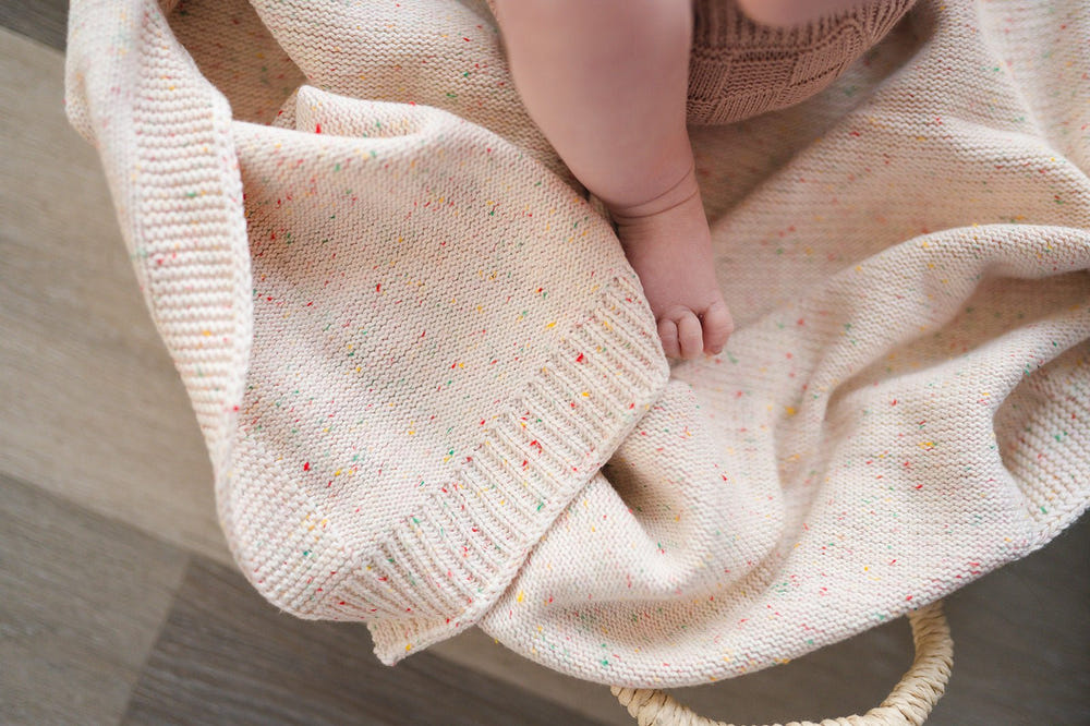 Rainbow Sprinkle Cotton Knit Baby Blanket
