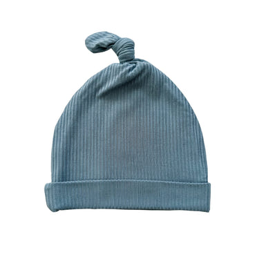 Arona Blue Ribbed Baby Knot Hat