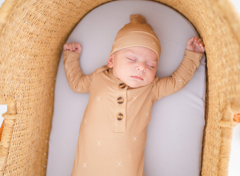 Beige X Bamboo Knot Hat | Newborn Baby Hat