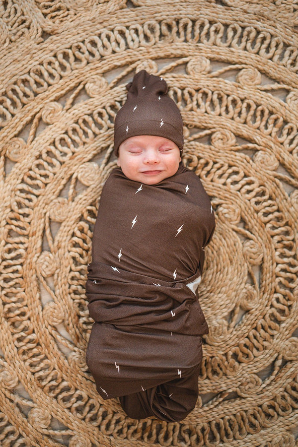 Brown Lightning Bamboo Baby Knot Hat – Newborn (0–3 Months)