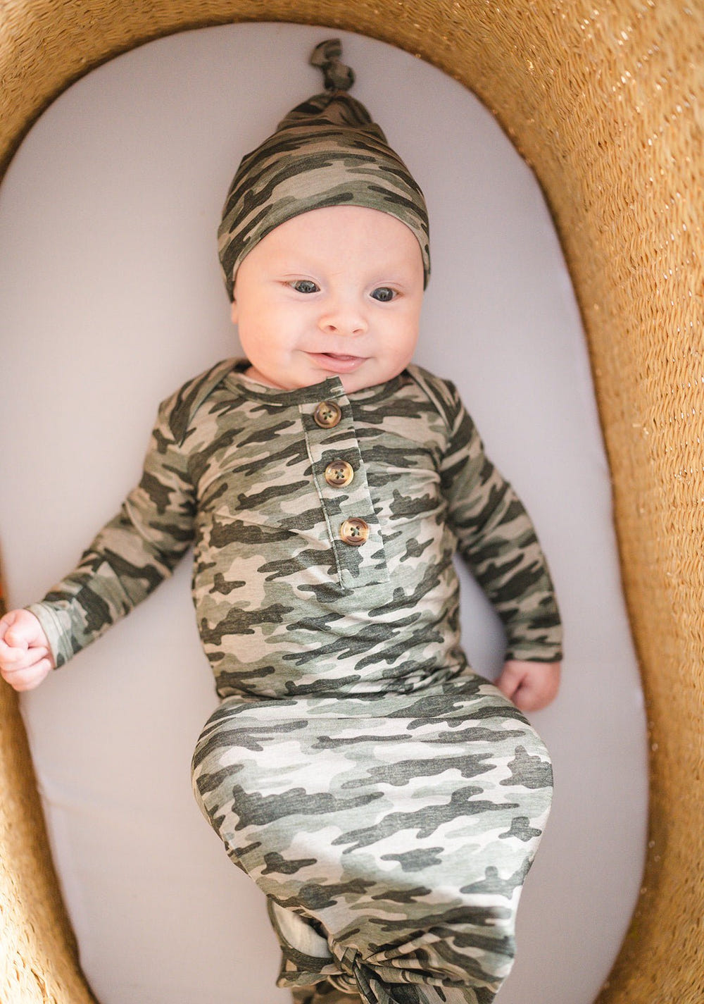 Camo Bamboo Knot Hat | Newborn Baby Hat