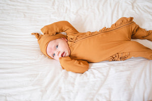 Caramel Ribbed Bamboo Baby Knot Hat