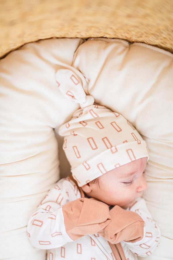 Neutral Rectangle Bamboo Knot Hat | Newborn Baby Hat