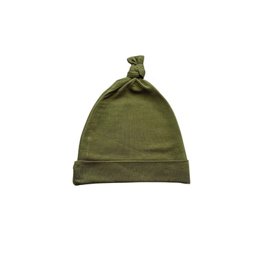 Olive Green Bamboo Baby Knot Hat – Newborn (0–3 Months)