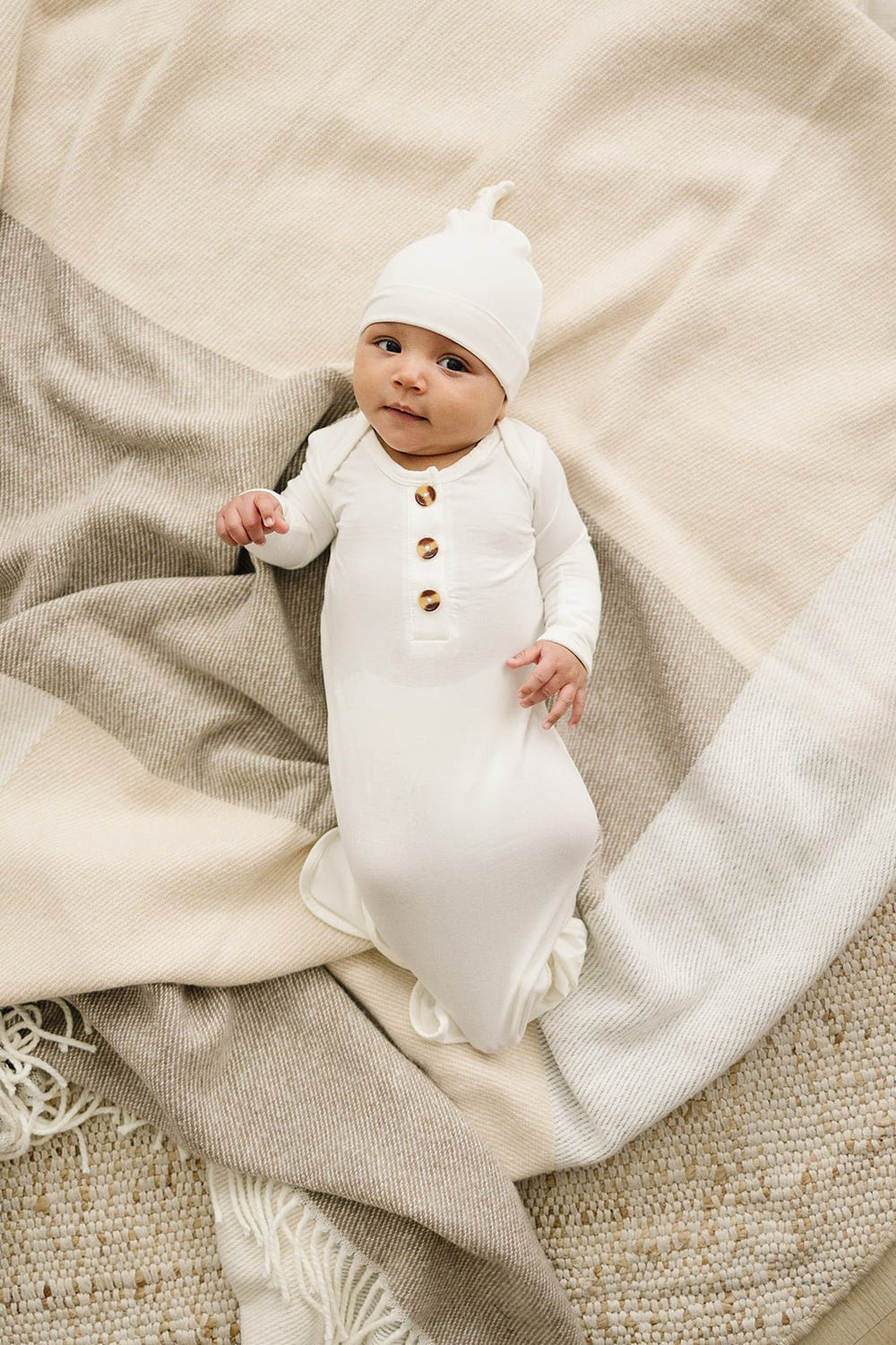 Baby Bamboo Knot Hat - White