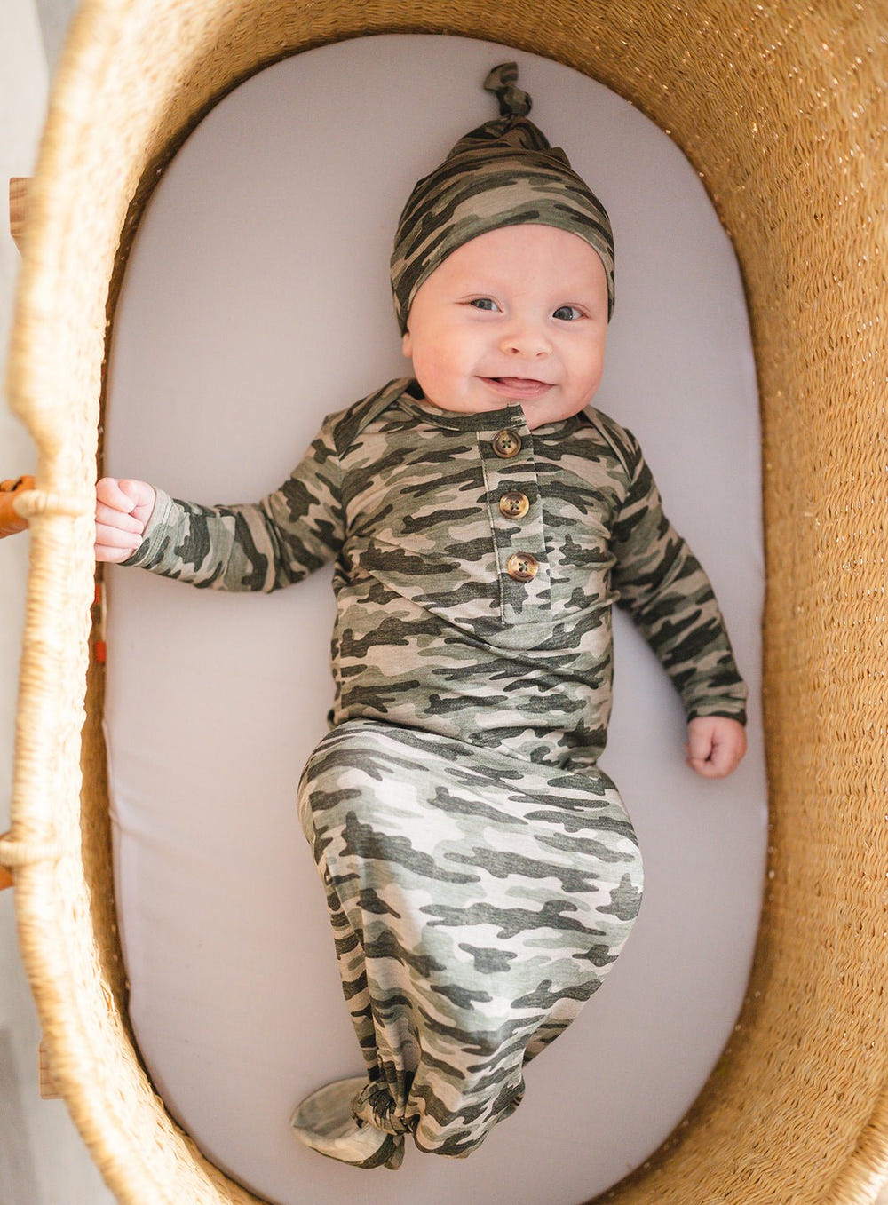 Bamboo Knotted Baby Gown - Camo