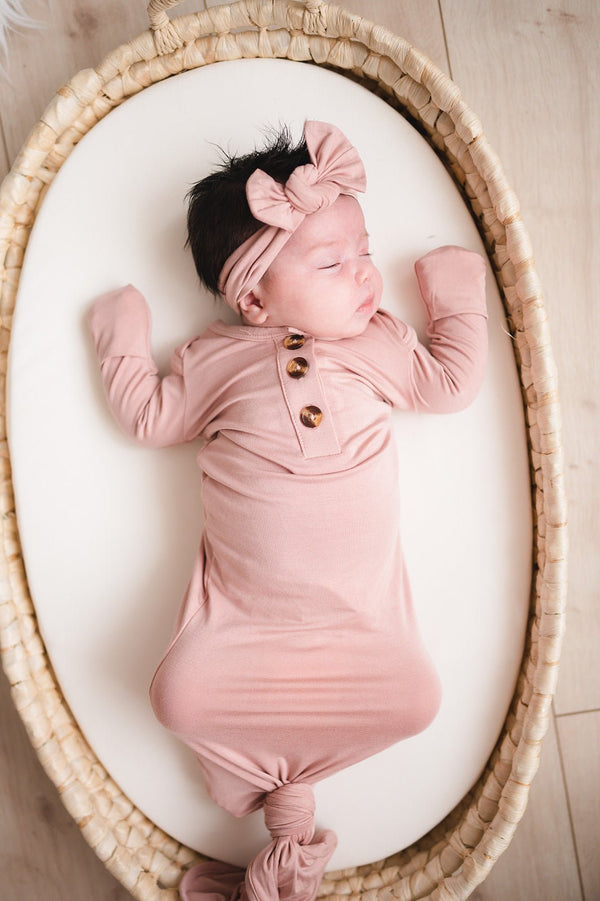 Dusty Pink Bamboo Knotted Baby Gown