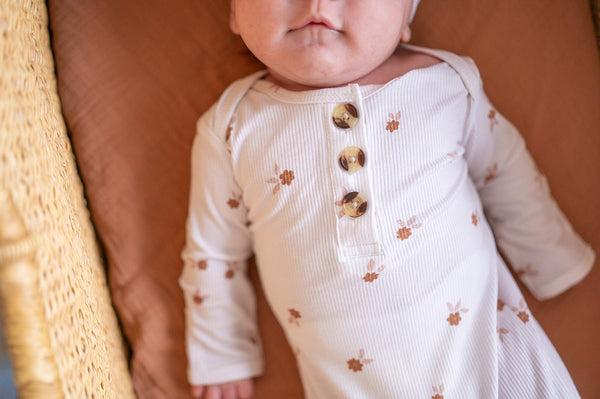 Fleur Ribbed Knotted Baby Gown